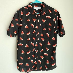 Old Navy watermelon print button-up short sleeved shirt